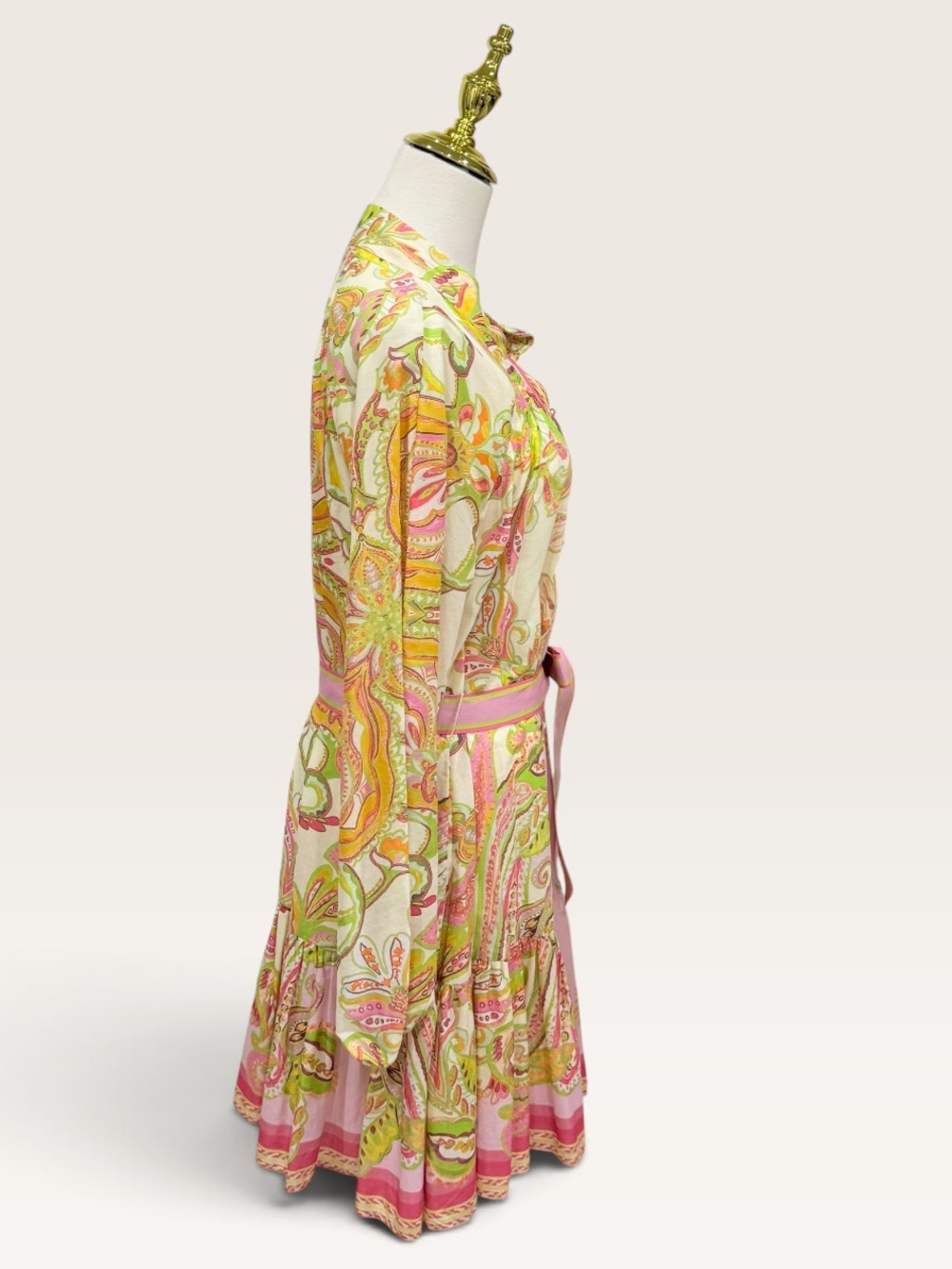 Antonio Melani Brynn Floral Mock Neck Long Sleeve Belted Dress Pink Green NWT - Picture 11 of 14